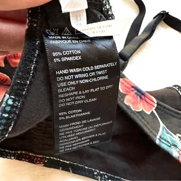 🔴 5 for $10 Out From Under Urban Outfitters Floral Black Cotton Bralette XS - Picture 6 of 7